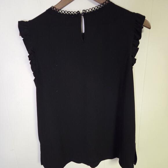 Adrianna Papell Lacey Ruffled Black Tank Top Size Medium - Picture 2 of 8
